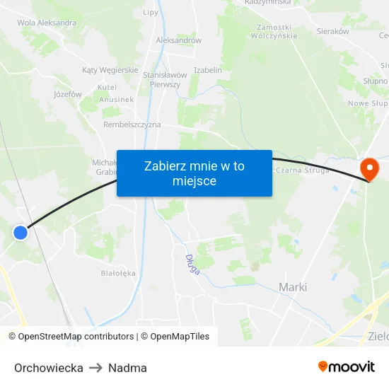 Orchowiecka to Nadma map
