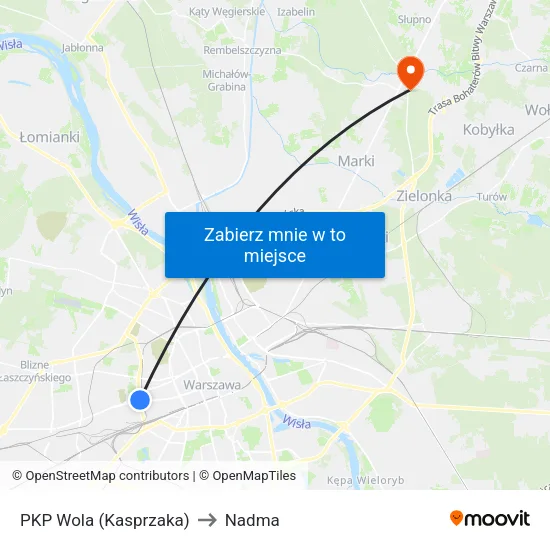 PKP Wola (Kasprzaka) to Nadma map