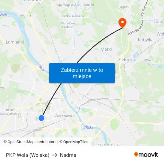 PKP Wola (Wolska) to Nadma map