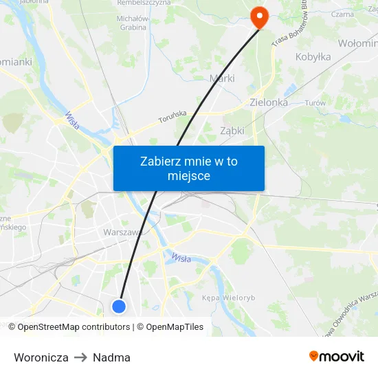 Woronicza to Nadma map