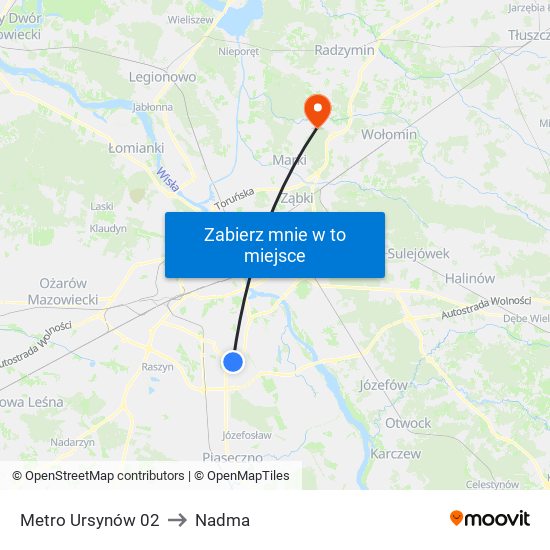 Metro Ursynów 02 to Nadma map