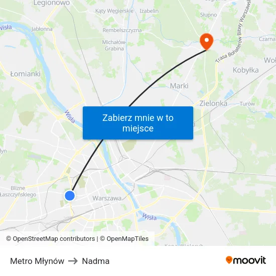 Metro Młynów to Nadma map