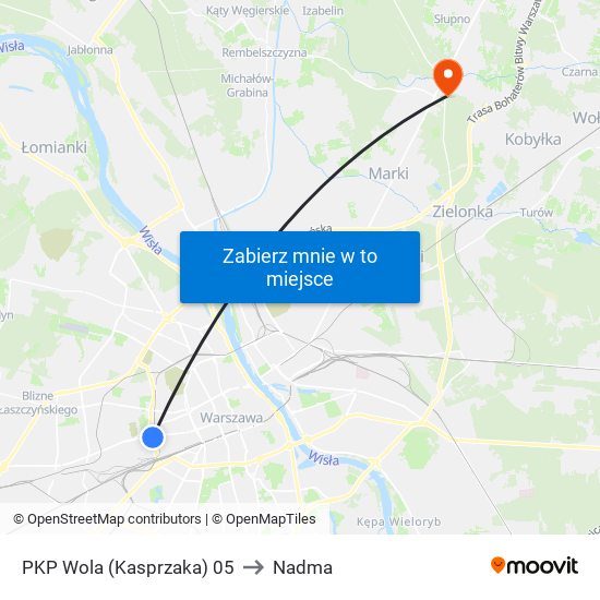 PKP Wola (Kasprzaka) to Nadma map