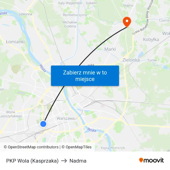 PKP Wola (Kasprzaka) to Nadma map