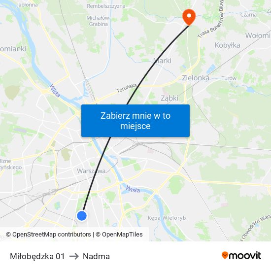 Miłobędzka to Nadma map