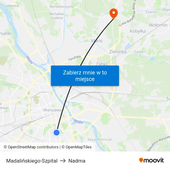 Madalińskiego - Szpital to Nadma map