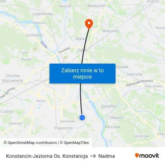 Konstancin-Jeziorna Os. Konstancja to Nadma map