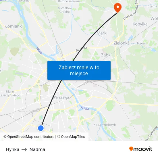 Hynka to Nadma map