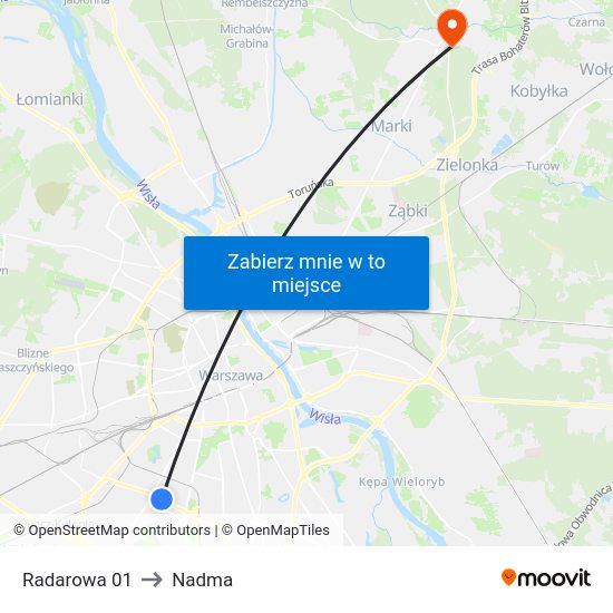 Radarowa to Nadma map