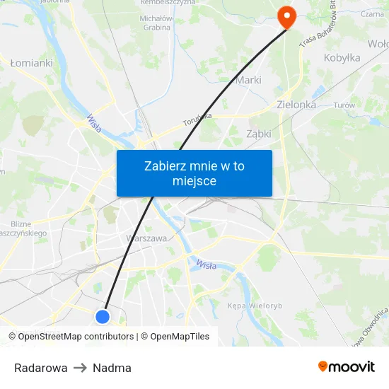 Radarowa to Nadma map