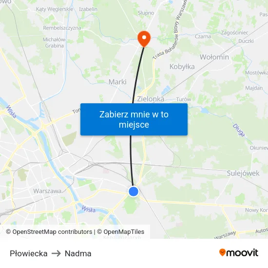 Płowiecka to Nadma map
