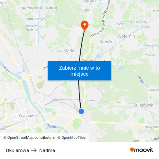Okularowa to Nadma map