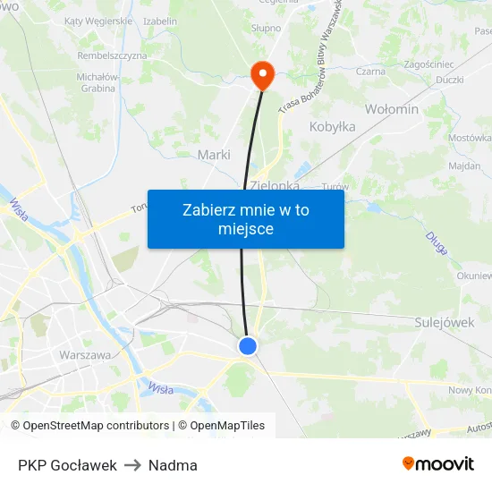 PKP Gocławek to Nadma map