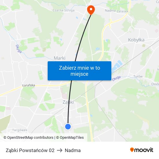 Ząbki Powstańców to Nadma map