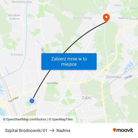 Szpital Bródnowski to Nadma map