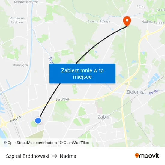 Szpital Bródnowski to Nadma map