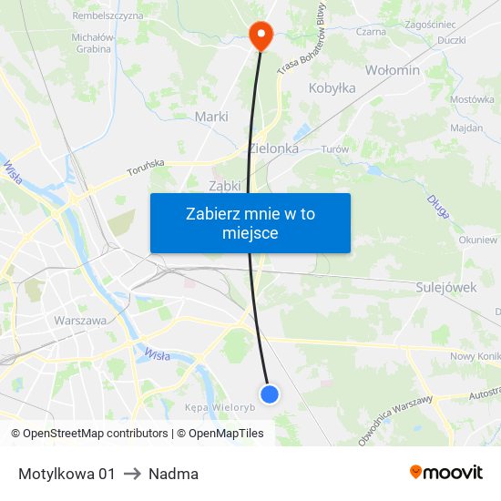 Motylkowa 01 to Nadma map