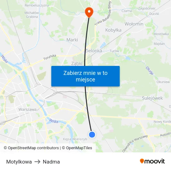 Motylkowa to Nadma map