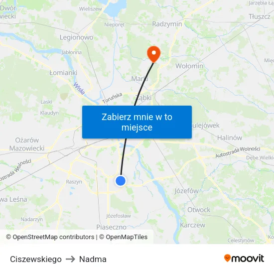 Ciszewskiego to Nadma map