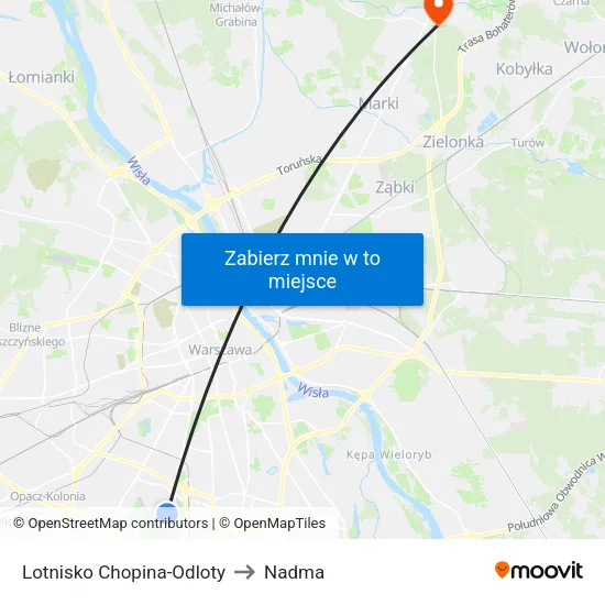 Lotnisko Chopina - Odloty to Nadma map