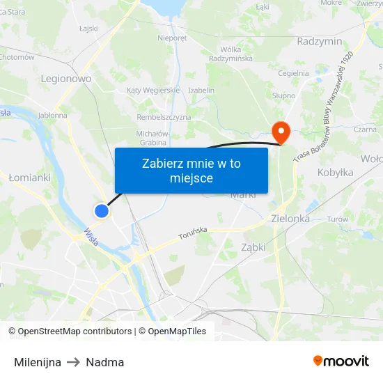 Milenijna to Nadma map