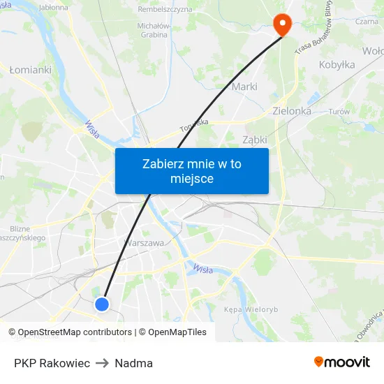 PKP Rakowiec to Nadma map
