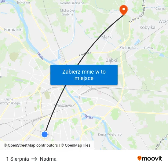 1 Sierpnia to Nadma map