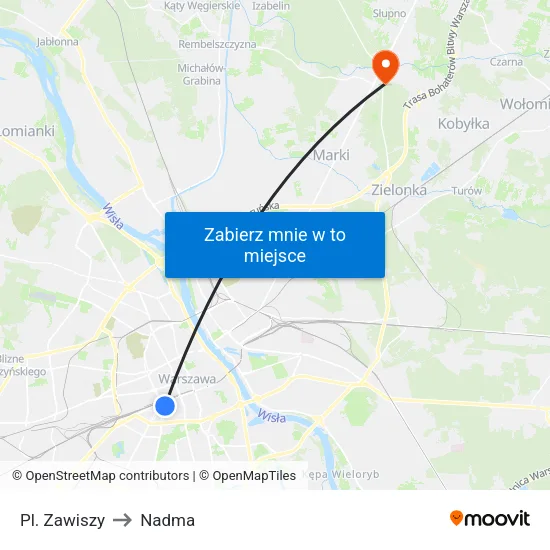 Pl. Zawiszy to Nadma map