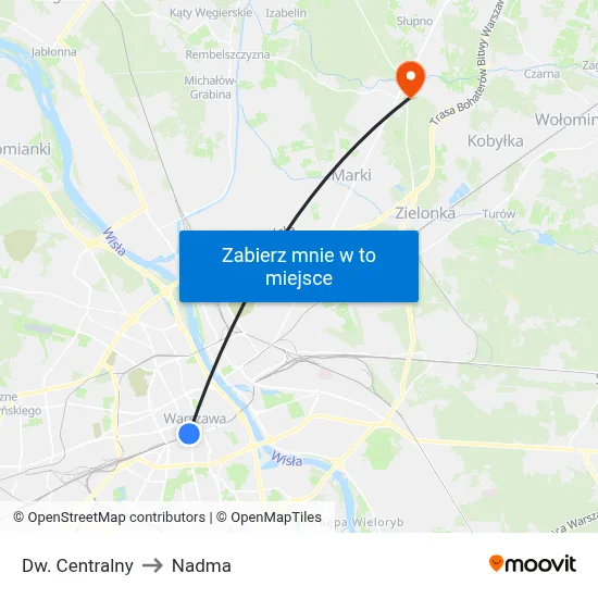 Dw. Centralny to Nadma map