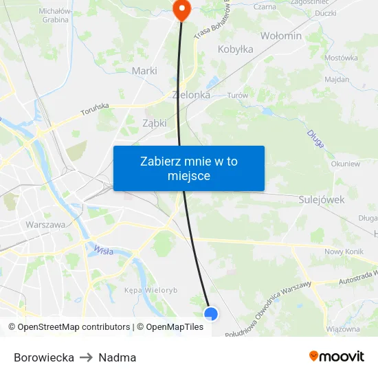 Borowiecka to Nadma map