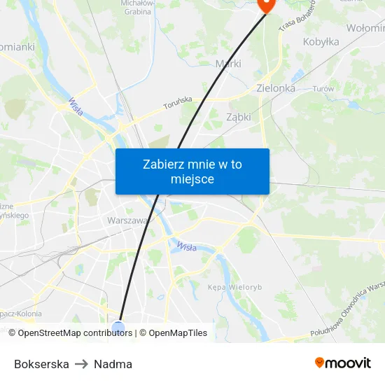 Bokserska to Nadma map