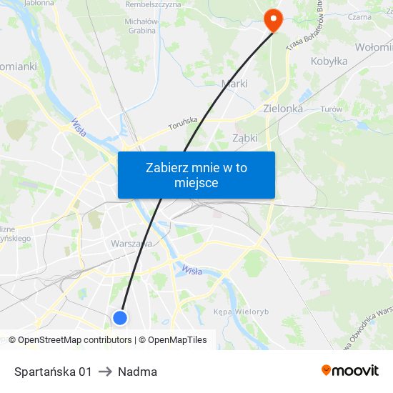 Spartańska 01 to Nadma map