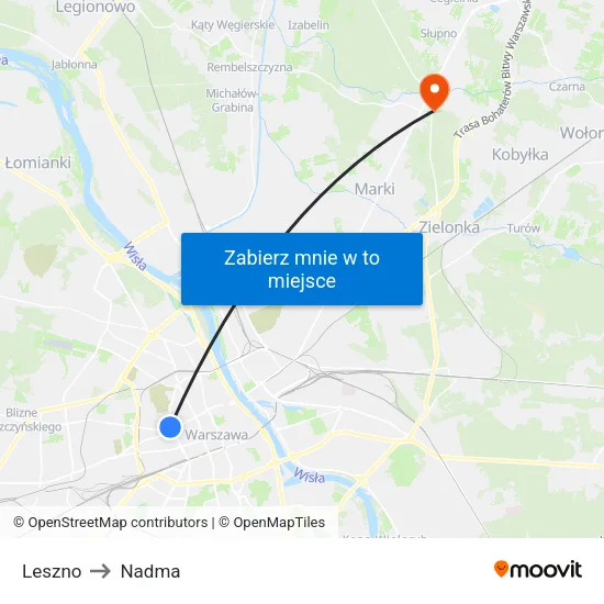 Leszno to Nadma map