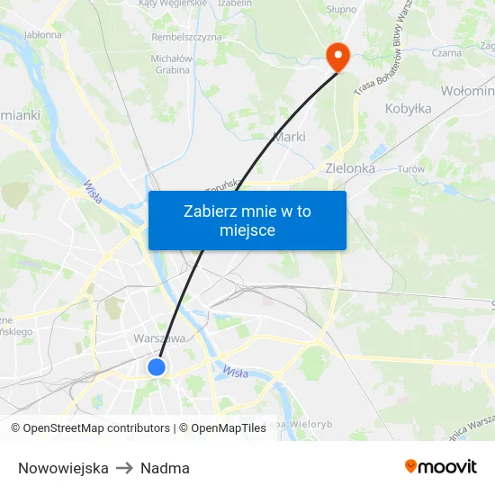 Nowowiejska to Nadma map
