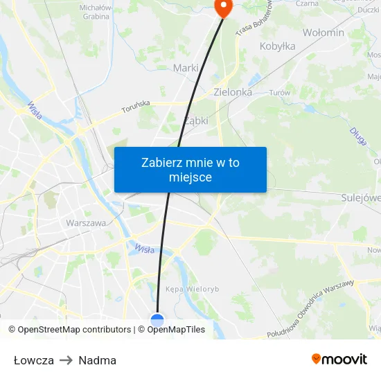Łowcza to Nadma map