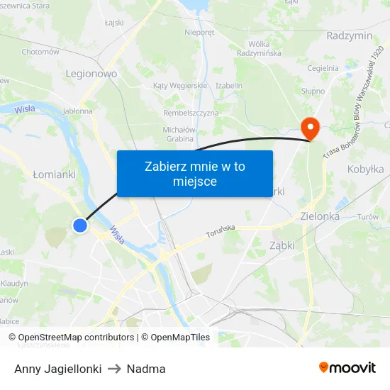Anny Jagiellonki to Nadma map