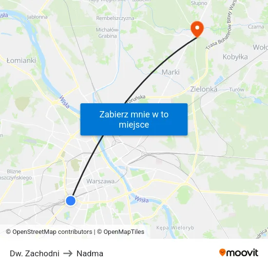 Dw. Zachodni to Nadma map