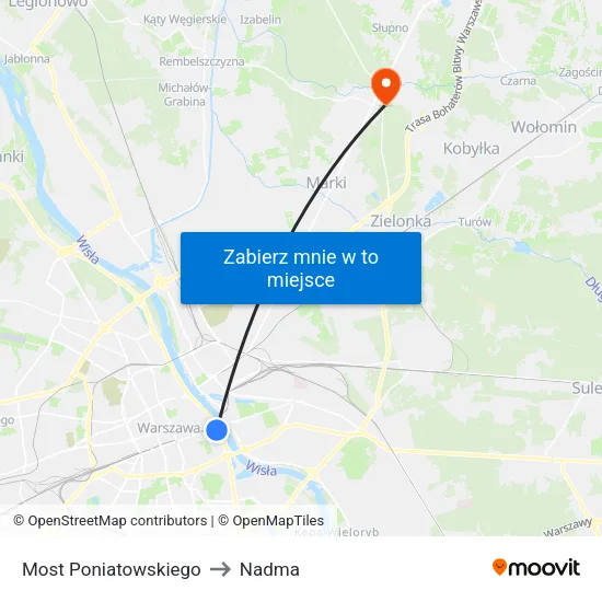 Most Poniatowskiego to Nadma map