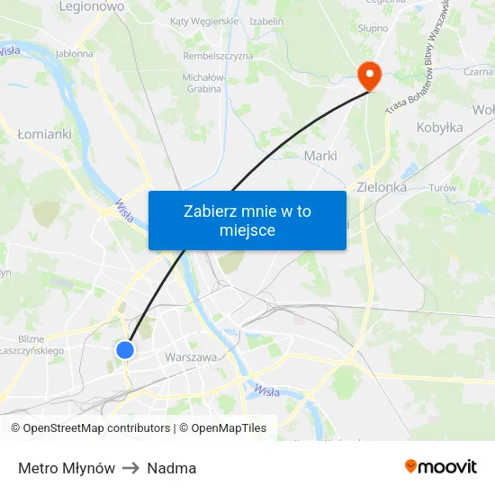 Metro Młynów to Nadma map