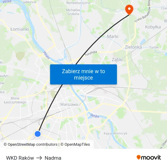 WKD Raków to Nadma map