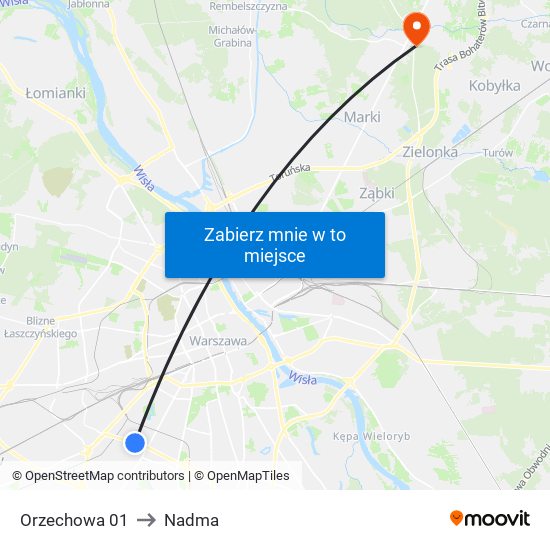 Orzechowa 01 to Nadma map