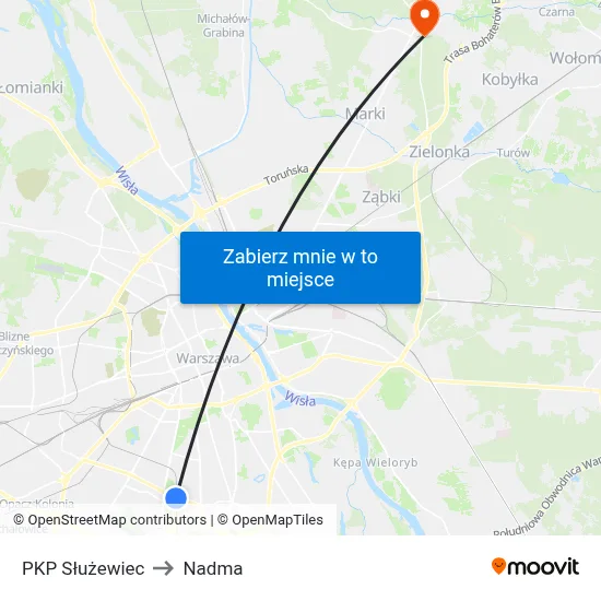 PKP Służewiec to Nadma map