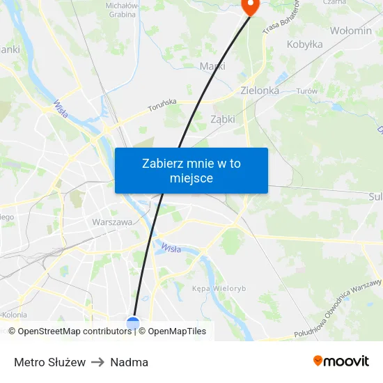 Metro Służew to Nadma map