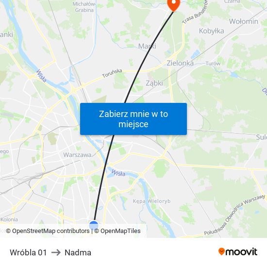 Wróbla to Nadma map