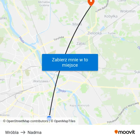 Wróbla to Nadma map