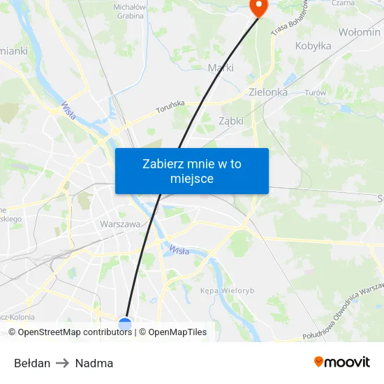 Bełdan to Nadma map