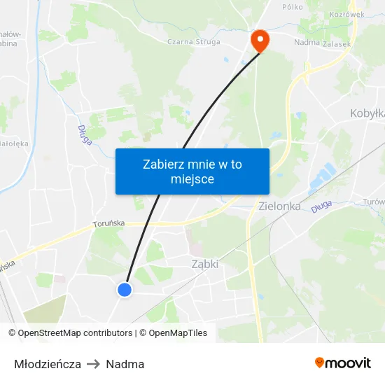 Młodzieńcza to Nadma map