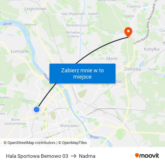 Hala Sportowa Bemowo 03 to Nadma map