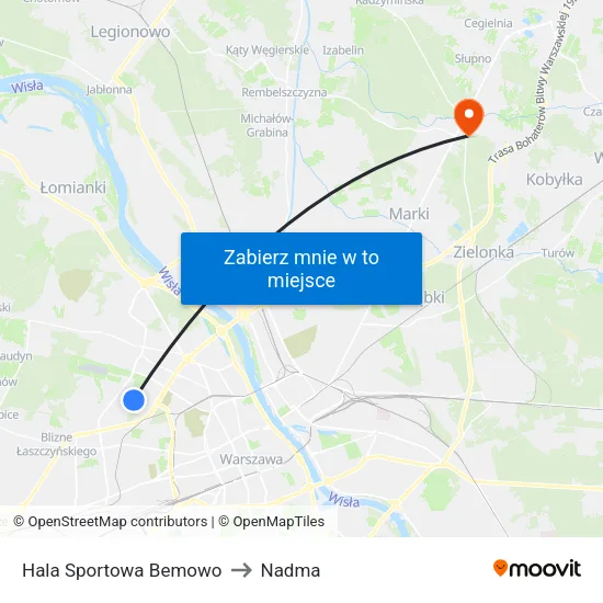 Hala Sportowa Bemowo to Nadma map
