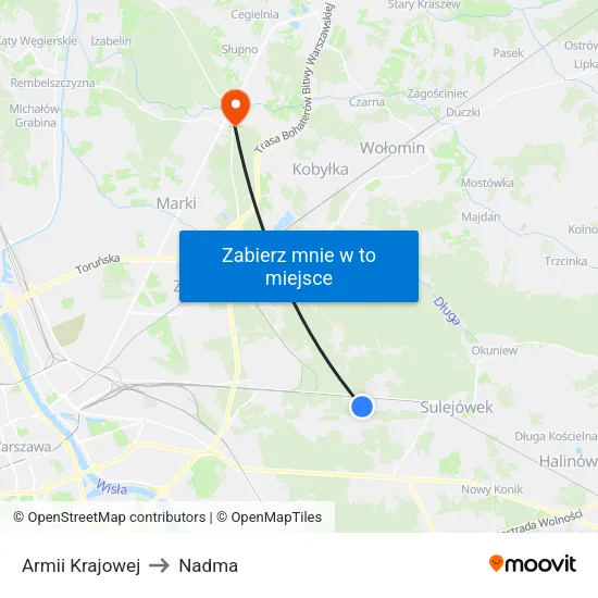 Armii Krajowej to Nadma map